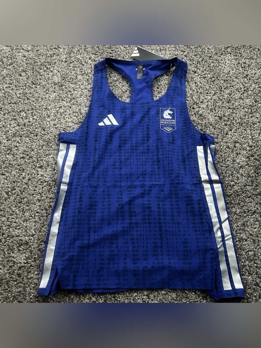 Adidas Adizero BM25 Womens Tank Blue Size Small 2025 Boston Marathon JN5528